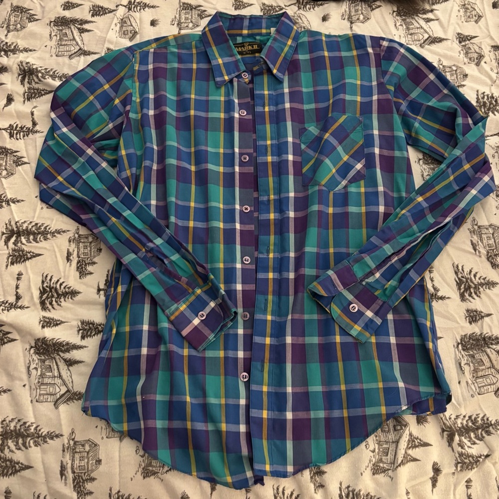 Vintage Plaid Multicolor Men's Shirt Mark II Size 15-15.5 (small)
